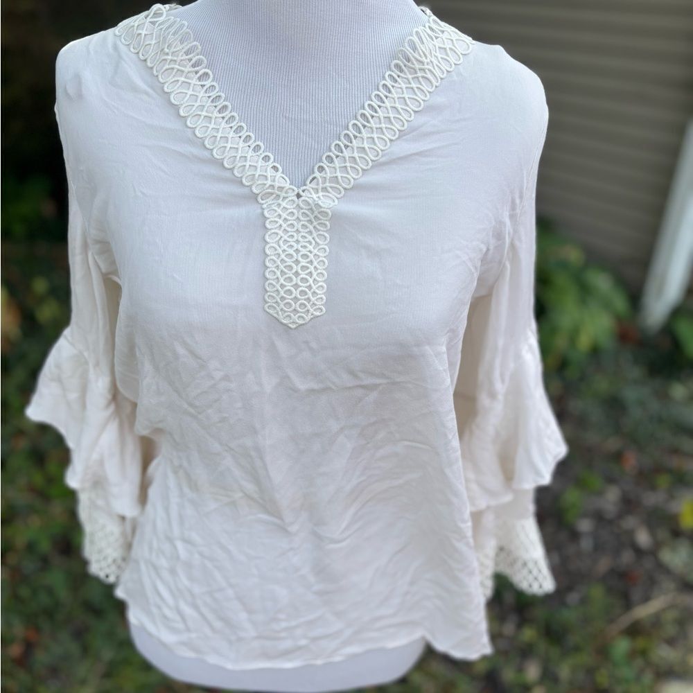 Kobi Halperin White Blouse with Lace Detail - Picture 4 of 9